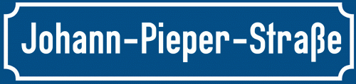 Straßenschild Johann-Pieper-Straße
