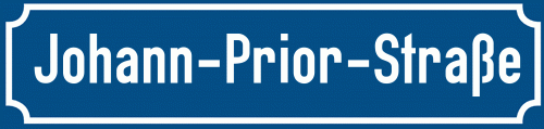 Straßenschild Johann-Prior-Straße zum kostenlosen Download