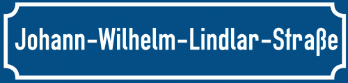 Straßenschild Johann-Wilhelm-Lindlar-Straße