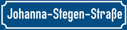Straßenschild Johanna-Stegen-Straße zum kostenlosen Download