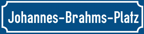Straßenschild Johannes-Brahms-Platz