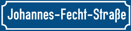 Straßenschild Johannes-Fecht-Straße zum kostenlosen Download