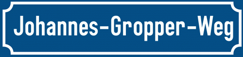 Straßenschild Johannes-Gropper-Weg zum kostenlosen Download