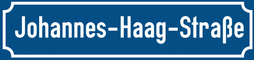 Straßenschild Johannes-Haag-Straße zum kostenlosen Download