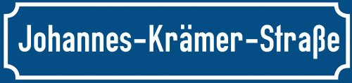 Straßenschild Johannes-Krämer-Straße zum kostenlosen Download