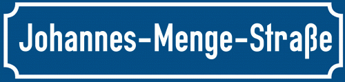 Straßenschild Johannes-Menge-Straße