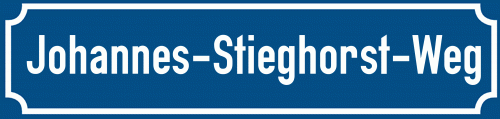 Straßenschild Johannes-Stieghorst-Weg