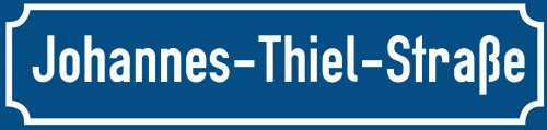 Straßenschild Johannes-Thiel-Straße zum kostenlosen Download