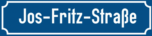 Straßenschild Jos-Fritz-Straße zum kostenlosen Download