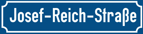 Straßenschild Josef-Reich-Straße zum kostenlosen Download