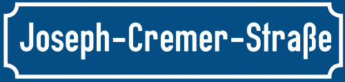 Straßenschild Joseph-Cremer-Straße zum kostenlosen Download
