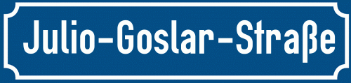 Straßenschild Julio-Goslar-Straße