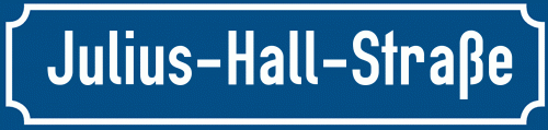 Straßenschild Julius-Hall-Straße zum kostenlosen Download