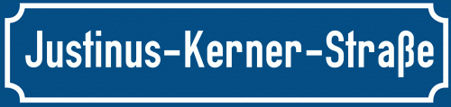Straßenschild Justinus-Kerner-Straße zum kostenlosen Download