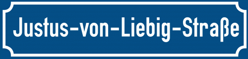 Straßenschild Justus-von-Liebig-Straße zum kostenlosen Download