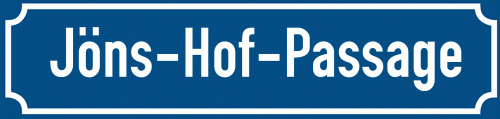 Straßenschild Jöns-Hof-Passage
