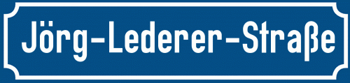 Straßenschild Jörg-Lederer-Straße zum kostenlosen Download