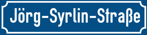 Straßenschild Jörg-Syrlin-Straße zum kostenlosen Download