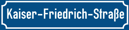 Straßenschild Kaiser-Friedrich-Straße zum kostenlosen Download
