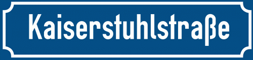 Straßenschild Kaiserstuhlstraße zum kostenlosen Download