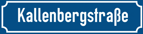 Straßenschild Kallenbergstraße zum kostenlosen Download