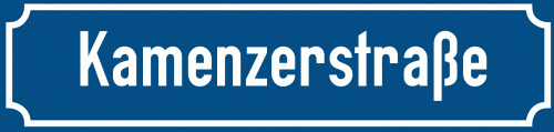 Straßenschild Kamenzerstraße zum kostenlosen Download