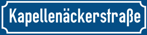 Straßenschild Kapellenäckerstraße zum kostenlosen Download