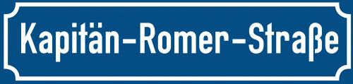 Straßenschild Kapitän-Romer-Straße