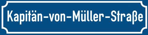 Straßenschild Kapitän-von-Müller-Straße