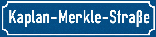 Straßenschild Kaplan-Merkle-Straße zum kostenlosen Download