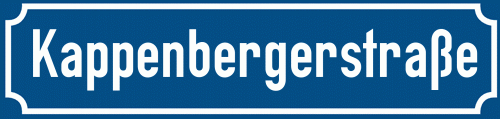 Straßenschild Kappenbergerstraße zum kostenlosen Download