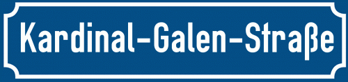 Straßenschild Kardinal-Galen-Straße zum kostenlosen Download