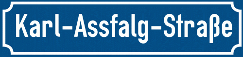 Straßenschild Karl-Assfalg-Straße zum kostenlosen Download