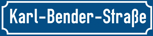 Straßenschild Karl-Bender-Straße zum kostenlosen Download