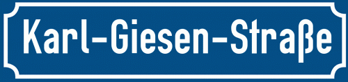 Straßenschild Karl-Giesen-Straße zum kostenlosen Download
