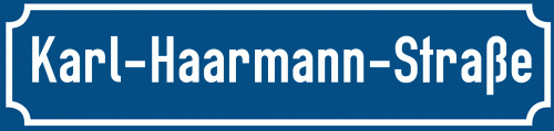 Straßenschild Karl-Haarmann-Straße zum kostenlosen Download