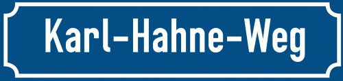 Straßenschild Karl-Hahne-Weg