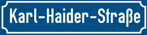 Straßenschild Karl-Haider-Straße zum kostenlosen Download