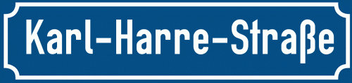 Straßenschild Karl-Harre-Straße