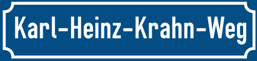 Straßenschild Karl-Heinz-Krahn-Weg