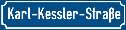 Straßenschild Karl-Kessler-Straße zum kostenlosen Download