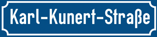 Straßenschild Karl-Kunert-Straße zum kostenlosen Download