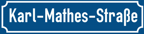 Straßenschild Karl-Mathes-Straße zum kostenlosen Download