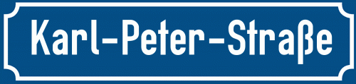 Straßenschild Karl-Peter-Straße zum kostenlosen Download