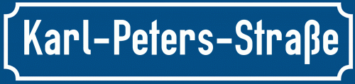 Straßenschild Karl-Peters-Straße zum kostenlosen Download