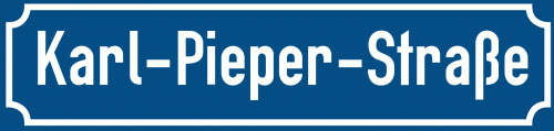 Straßenschild Karl-Pieper-Straße