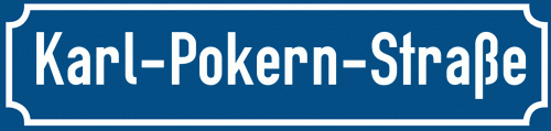 Straßenschild Karl-Pokern-Straße