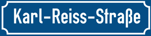Straßenschild Karl-Reiss-Straße zum kostenlosen Download
