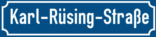 Straßenschild Karl-Rüsing-Straße zum kostenlosen Download