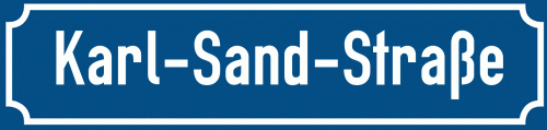 Straßenschild Karl-Sand-Straße zum kostenlosen Download